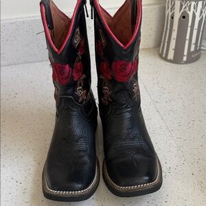 Chaparral Girls Black and Pink Embroidered Cowboy Boots